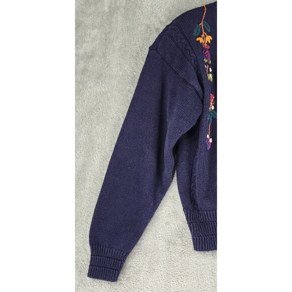 Autograph American Clothing Sweater Womens Medium Blue Floral Button Up Cradigan - Picture 9 of 10